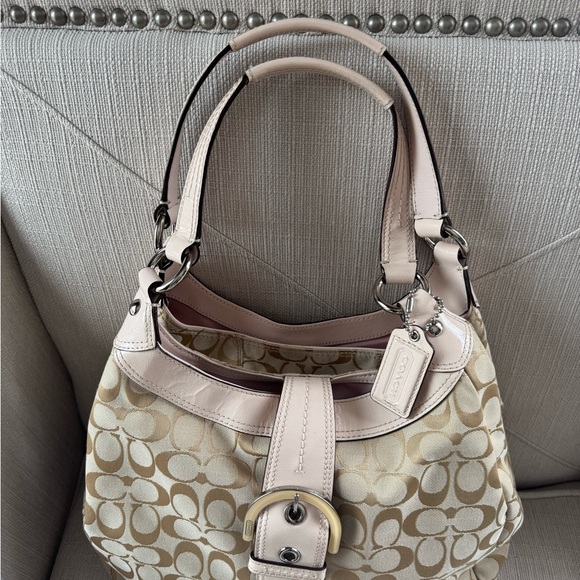 Coach Beige and Pink Signature Shoulder Bag - Picture 8 of 10